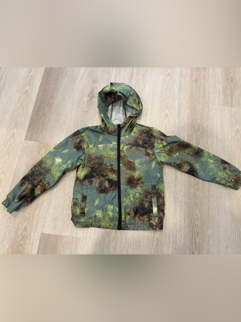 All in Motion Camo Hoodie Rain Jacket Water & Wind Resistant Youth Boys M Medium
